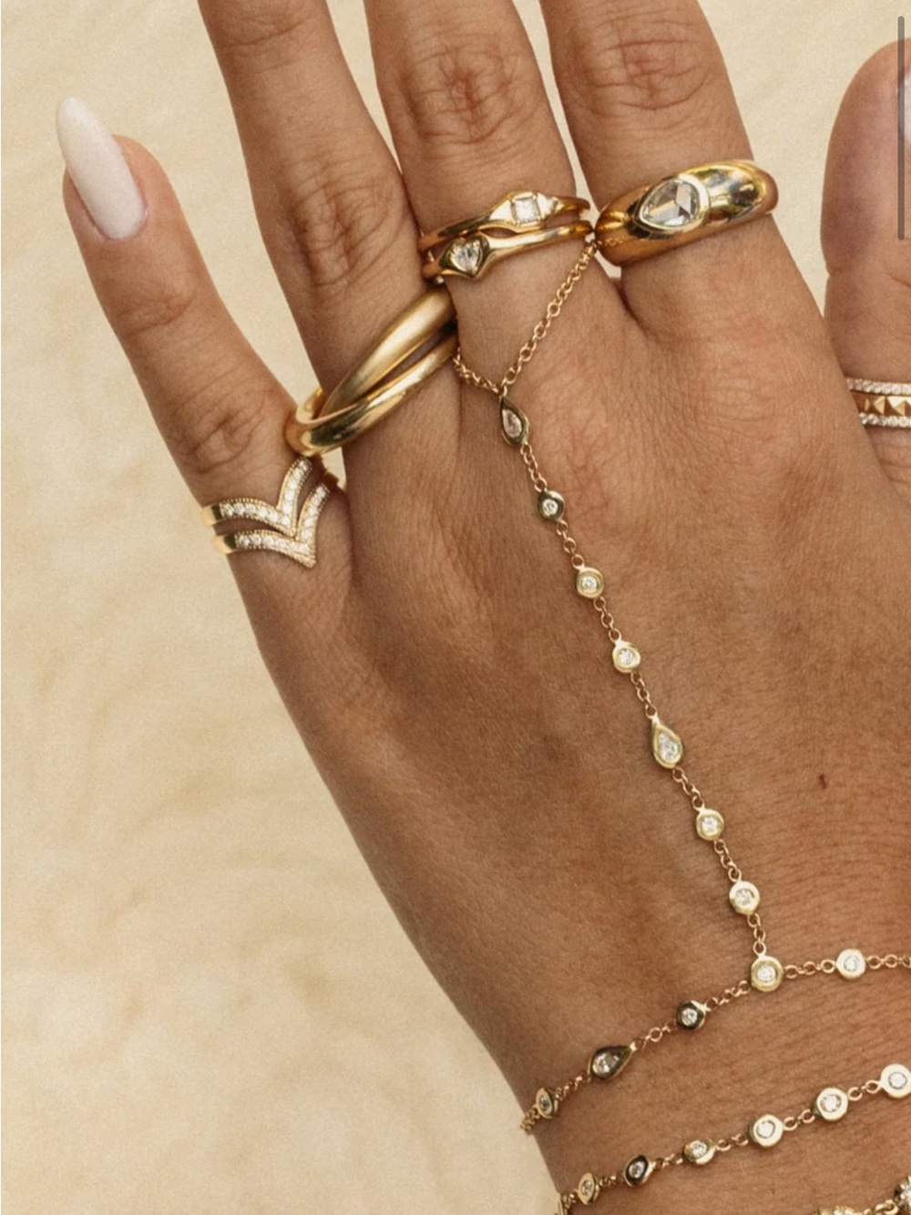 Jacquie Aiche V-Shaped White Gold Ring with pave diamonds- Women Jewelry